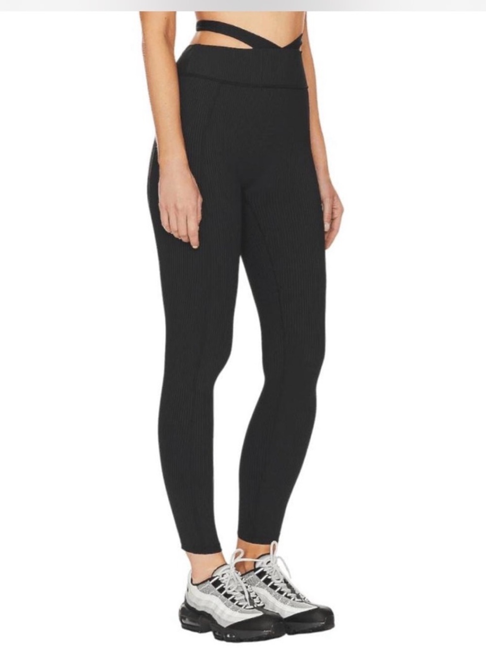 NWT GIGI C Black Ribbed High-Waist Pheobe Leggings Size XS